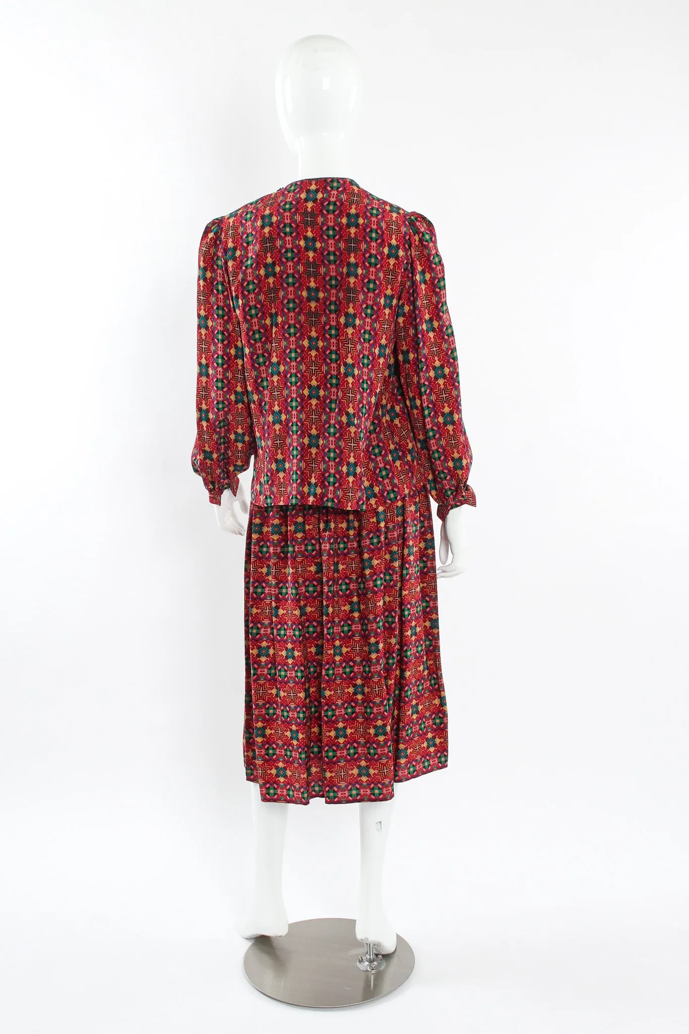 Geo Tribal Silk Top & Skirt Set