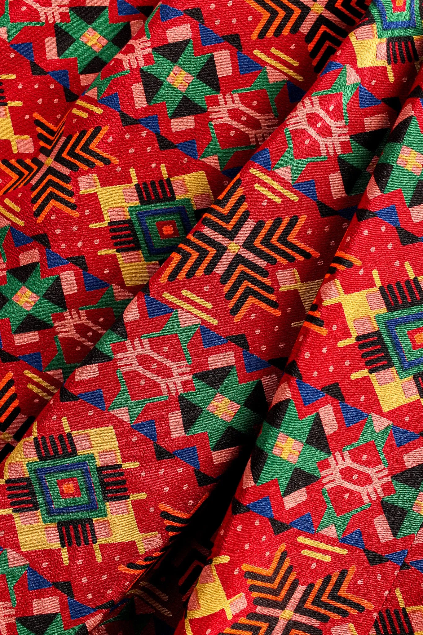 Geo Tribal Silk Top & Skirt Set