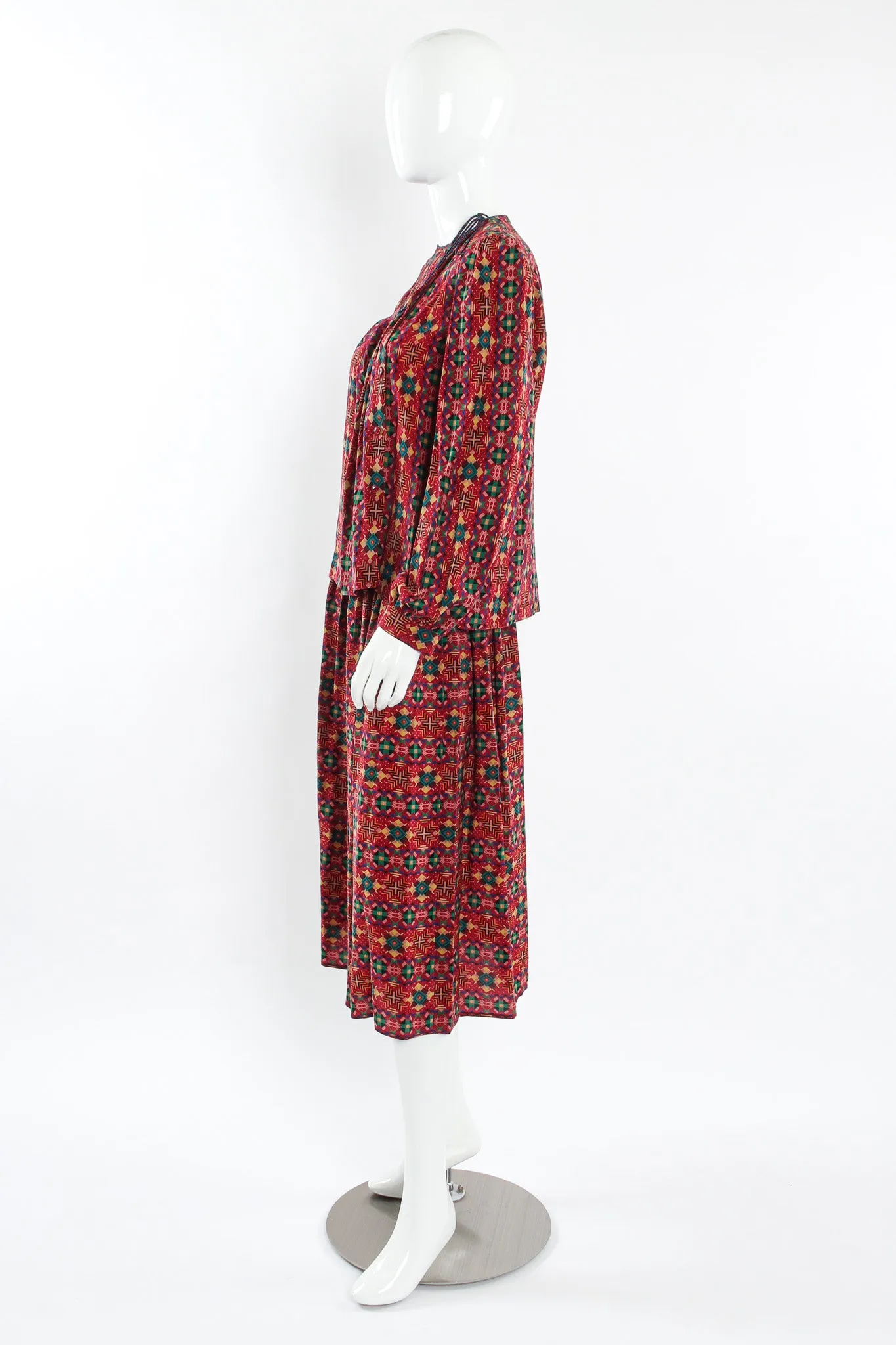 Geo Tribal Silk Top & Skirt Set