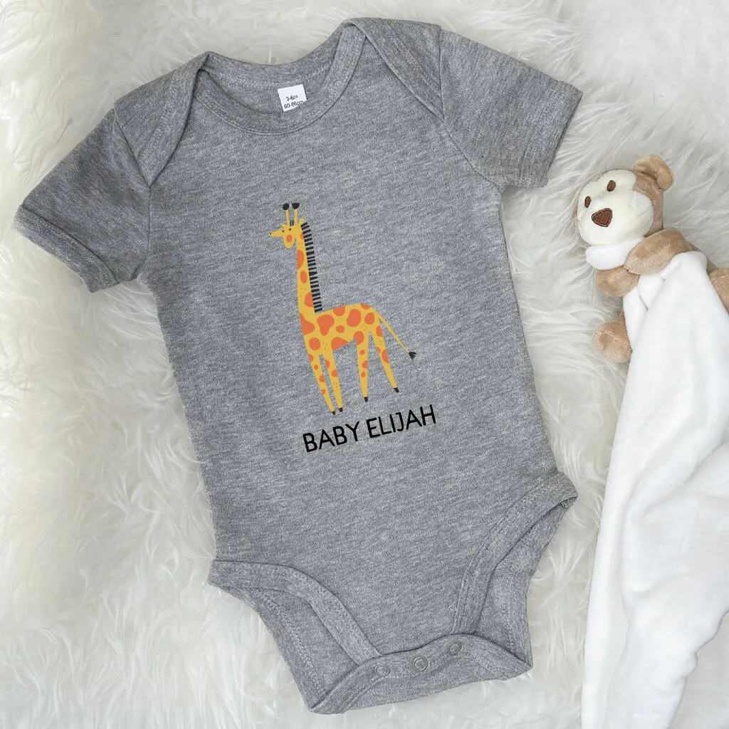 Giraffe Personalised Jungle Babygrow