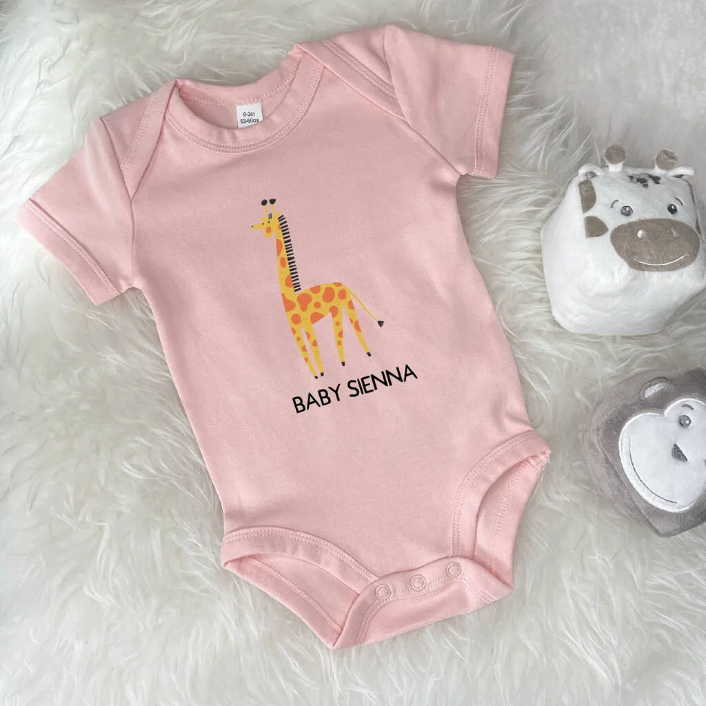 Giraffe Personalised Jungle Babygrow