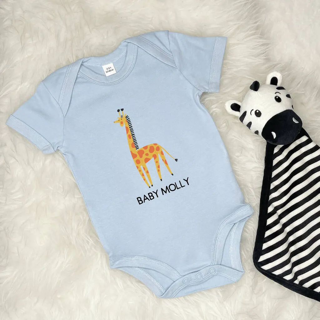 Giraffe Personalised Jungle Babygrow