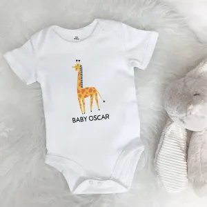 Giraffe Personalised Jungle Babygrow