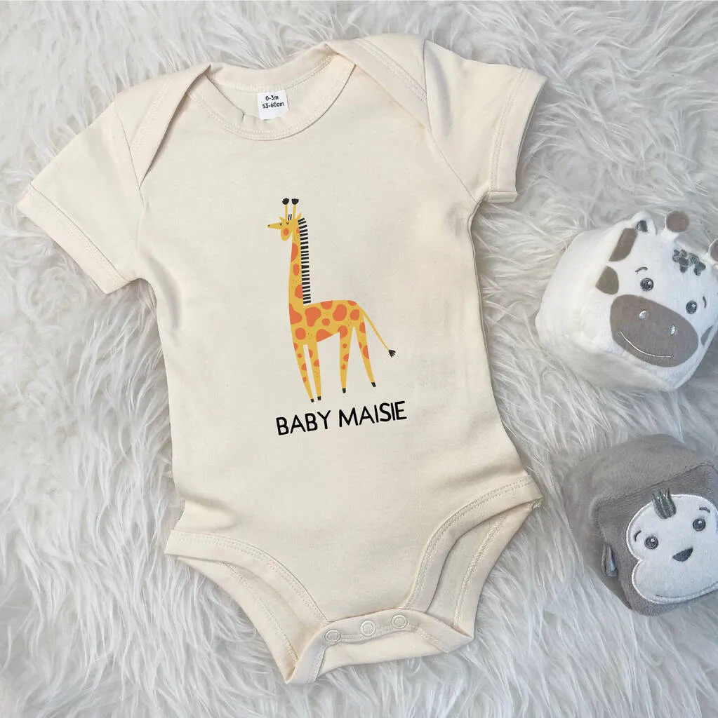 Giraffe Personalised Jungle Babygrow