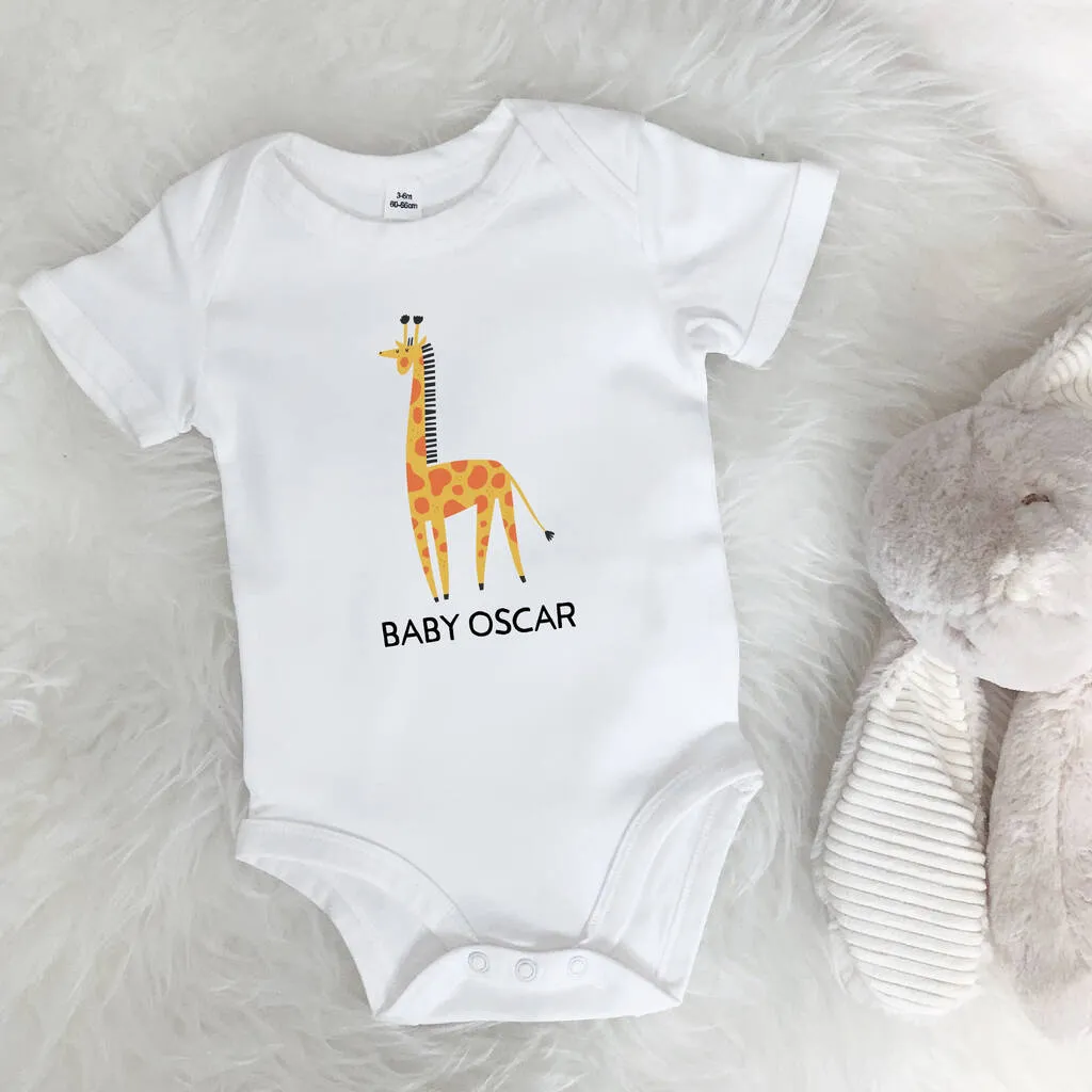 Giraffe Personalised Jungle Babygrow