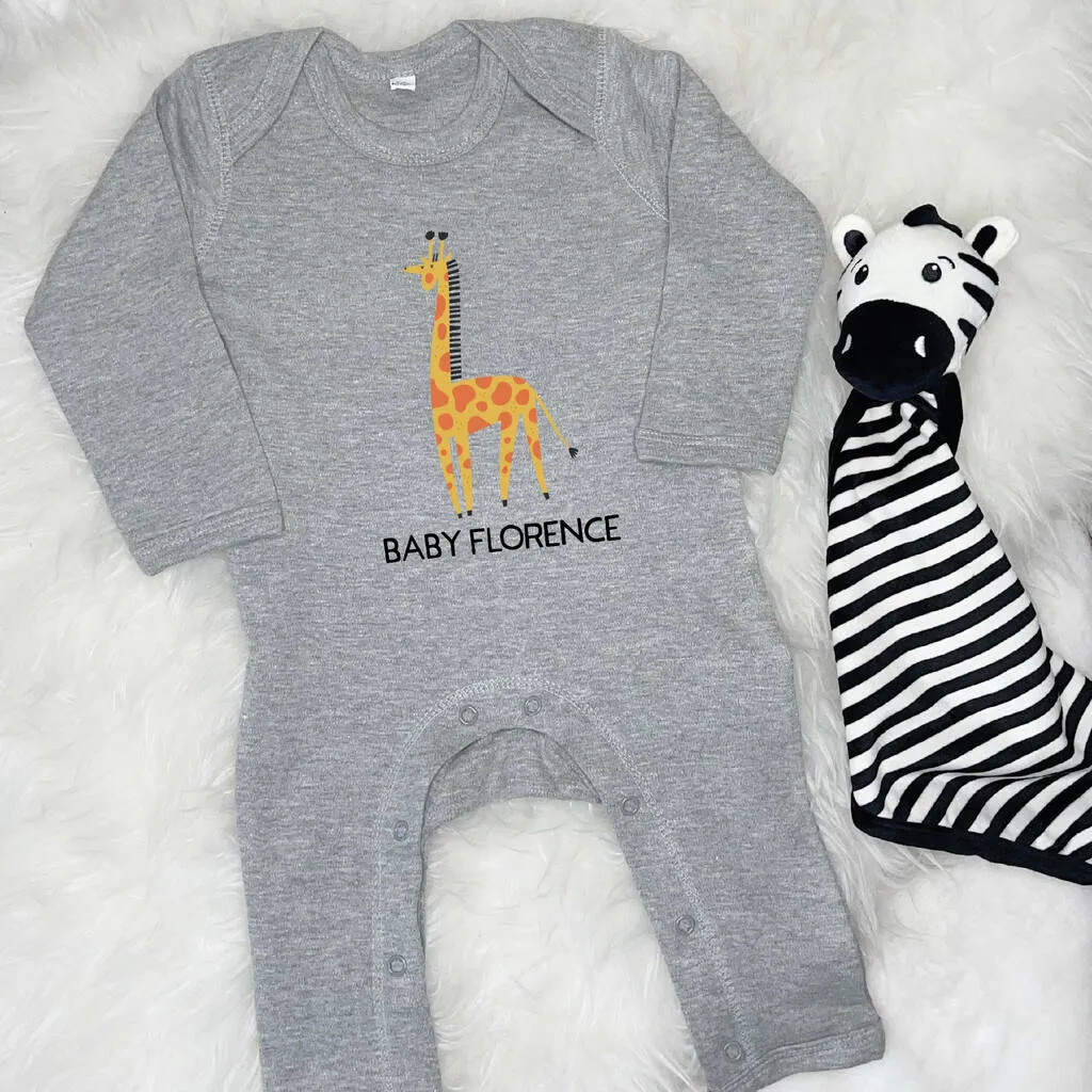 Giraffe Personalised Jungle Rompersuit