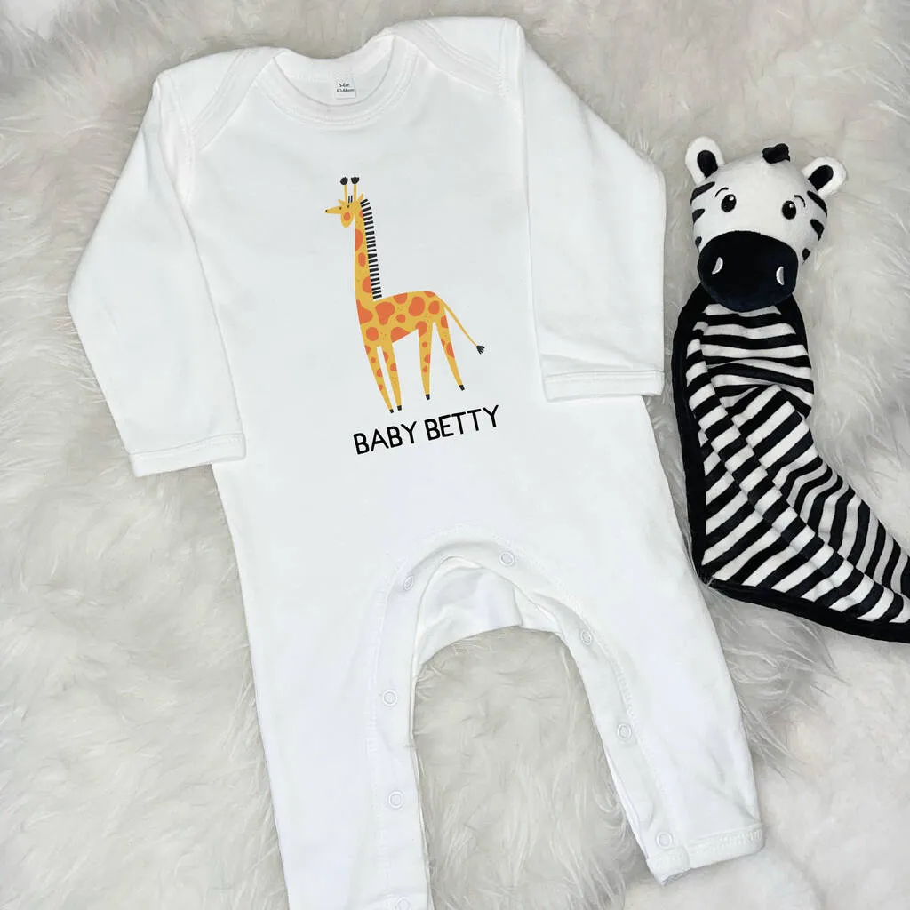 Giraffe Personalised Jungle Rompersuit
