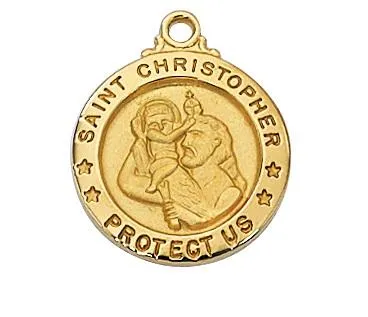 Gold over Sterling Silver  St Christopher 5/8"
