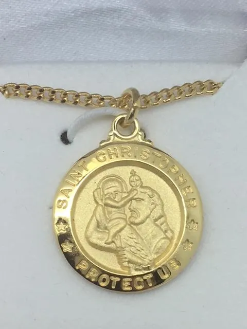 Gold over Sterling Silver  St Christopher 5/8"