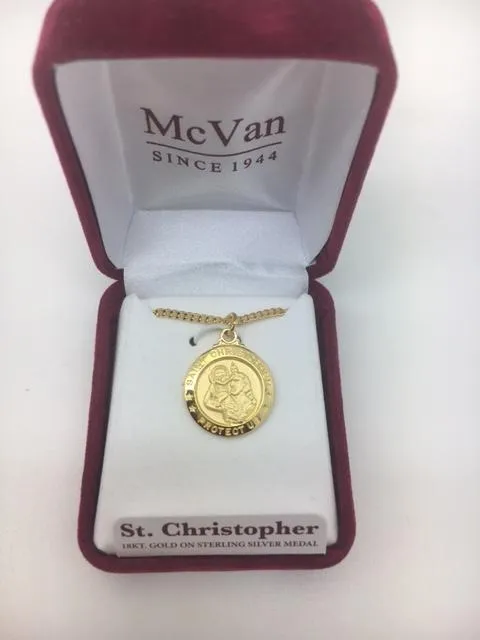 Gold over Sterling Silver  St Christopher 5/8"