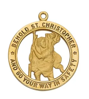 Gold over Sterling Silver St Christopher Medal (1") on 24" Gold Plated chain