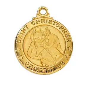 Gold over Sterling Silver St Christopher Medal 3/4"