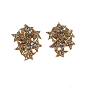Gold Rhinestone Star Statement Earrings