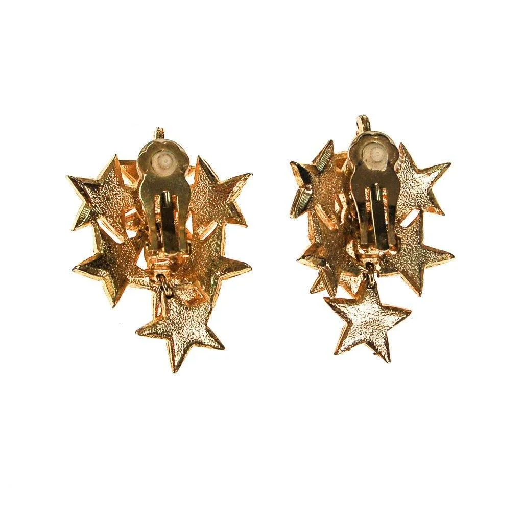 Gold Rhinestone Star Statement Earrings