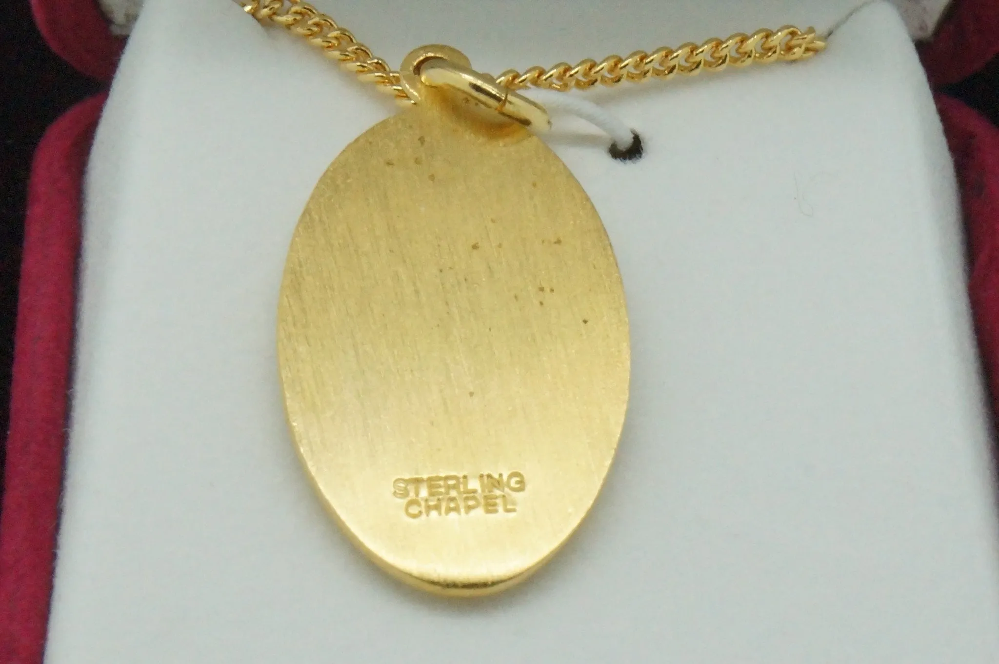 Gold Saint Christopher Medal 1 /8" with chain, box and velvet bag