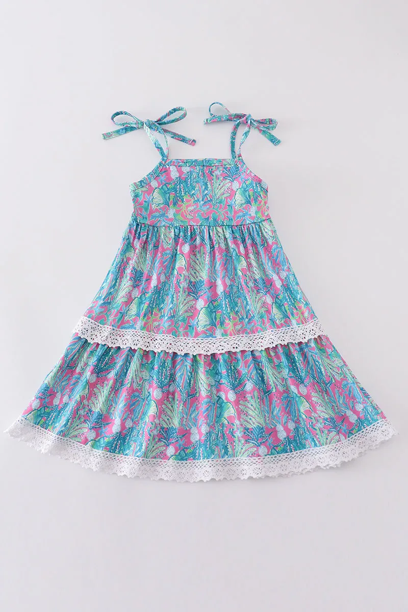 Green Jungle Bloom Tiered Mom&me Dress