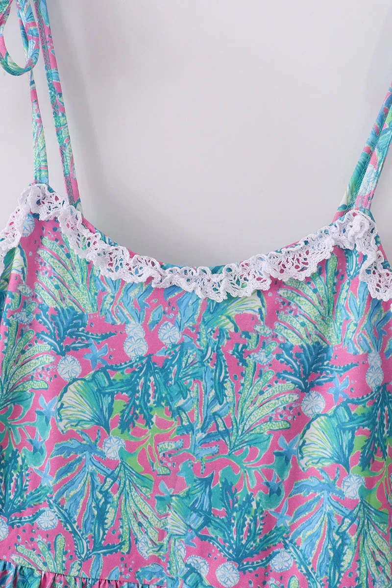 Green Jungle Bloom Tiered Mom&me Dress