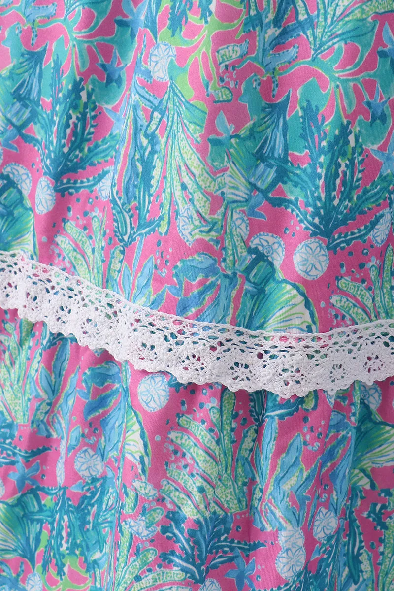 Green Jungle Bloom Tiered Mom&me Dress