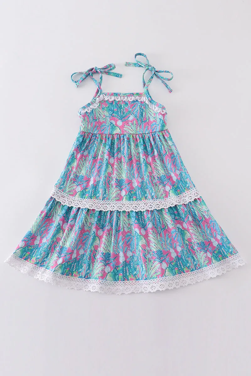 Green Jungle Bloom Tiered Mom&me Dress