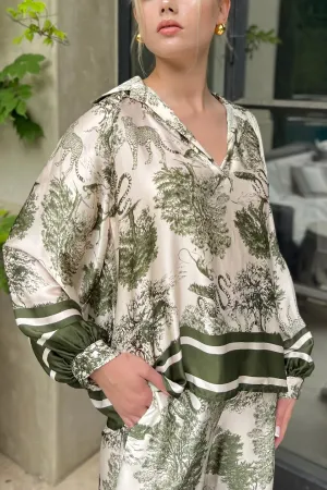 Green Jungle Print New Oversized Shirt