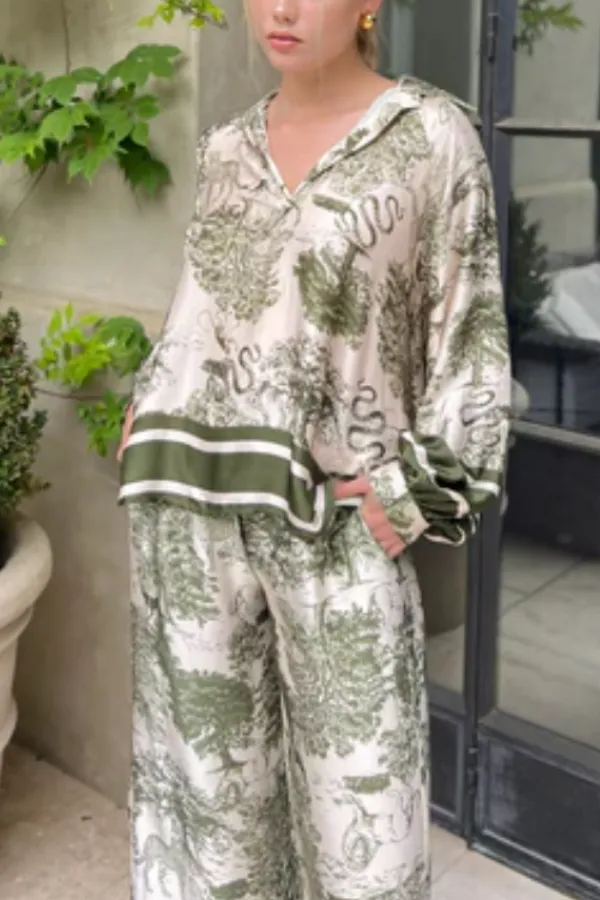 Green Jungle Print New Oversized Shirt