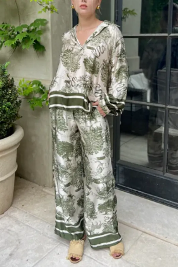 Green Jungle Print New Oversized Shirt