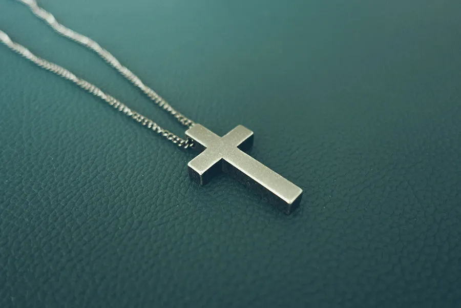 Gunmetal Cross Necklace