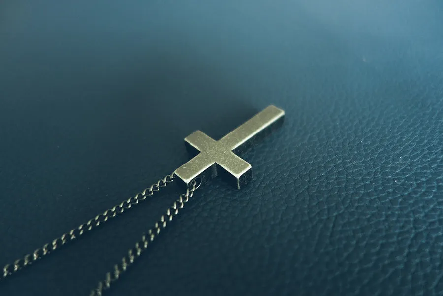 Gunmetal Cross Necklace