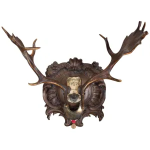 Habsburg Fallow Trophy on Original Plaque with Austro-Hungarian Gorget & Veterans Badge