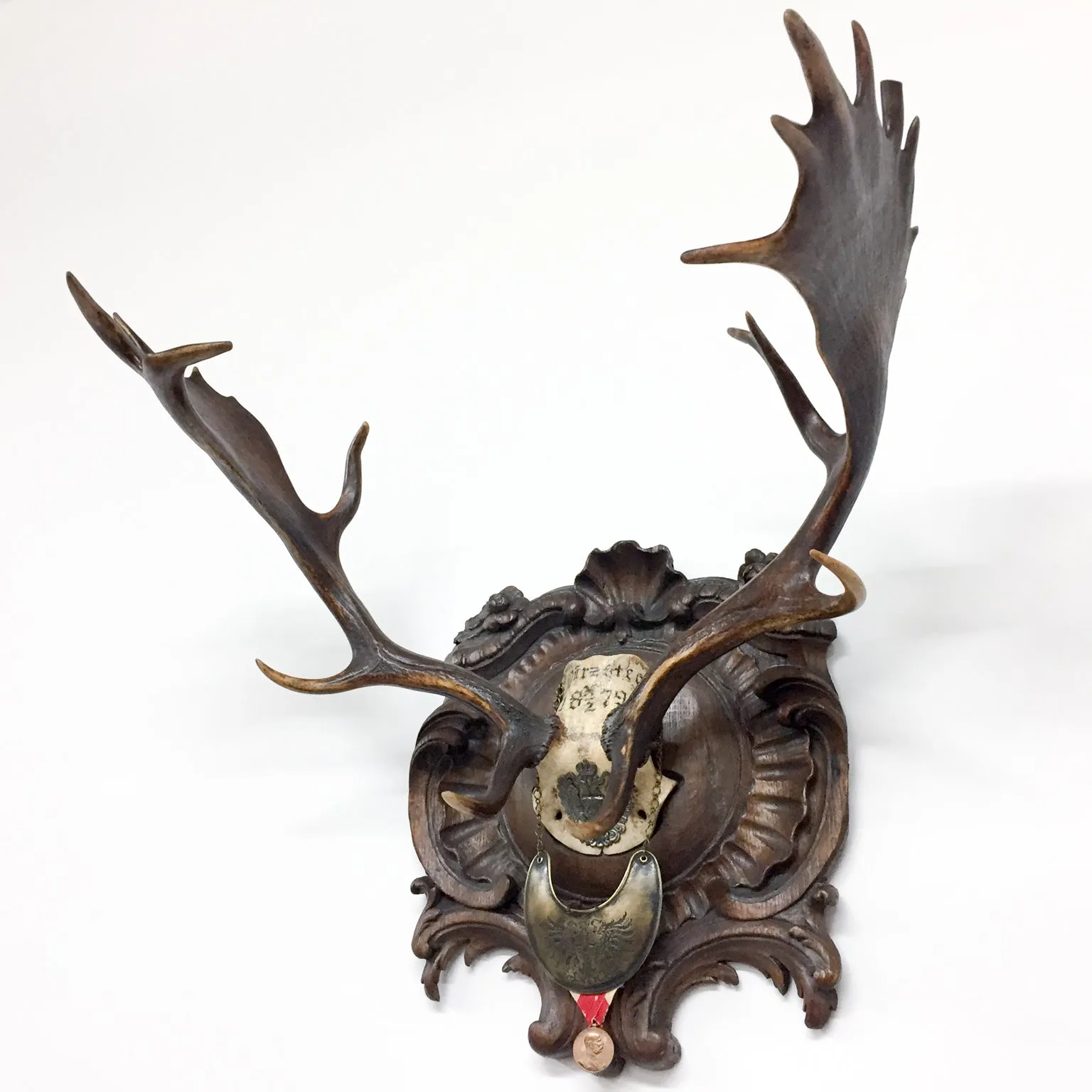 Habsburg Fallow Trophy on Original Plaque with Austro-Hungarian Gorget & Veterans Badge