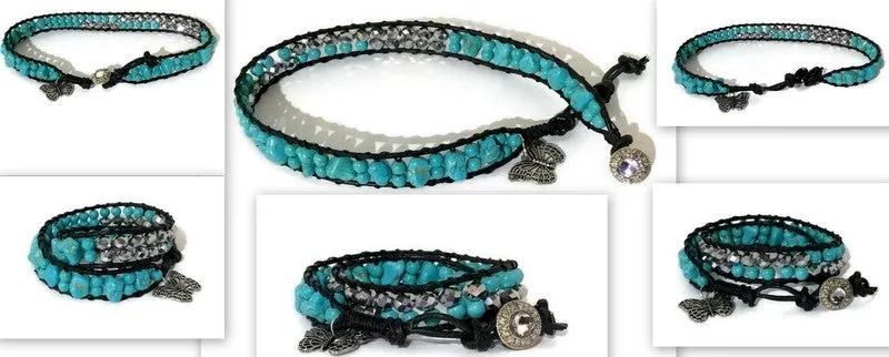 Handmade bohemian macrame bracelet, wrap bracelet, turquoise raw stones, The turquoise bracelet
