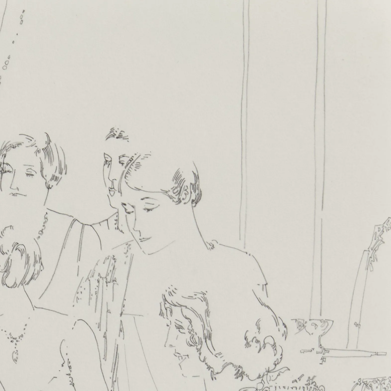 HAROLD TOWN "CHARLIE CHAPLIN WITH DANCERS" DRAWING, 1984