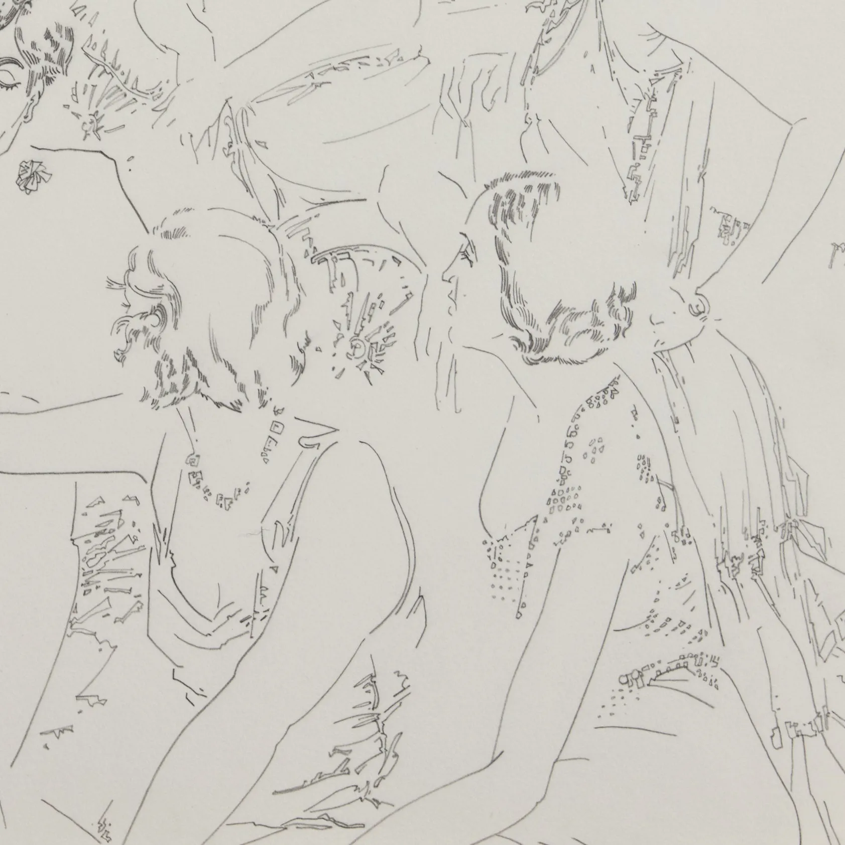 HAROLD TOWN "CHARLIE CHAPLIN WITH DANCERS" DRAWING, 1984