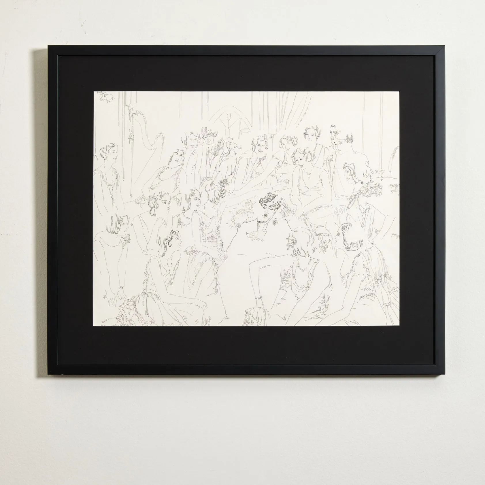 HAROLD TOWN "CHARLIE CHAPLIN WITH DANCERS" DRAWING, 1984