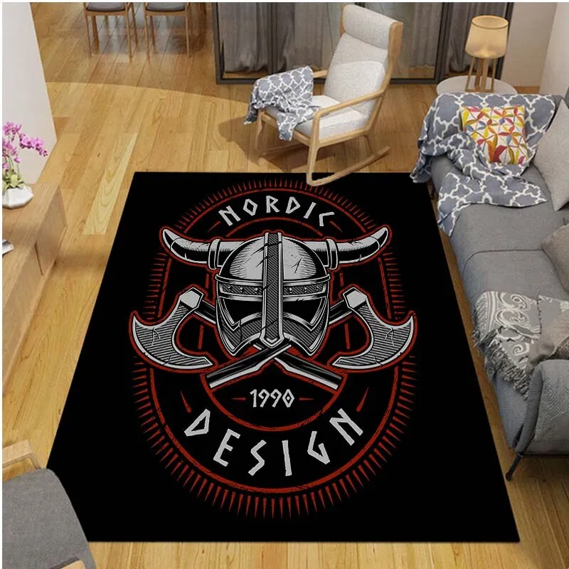 he Vikings Pattern Floor Mats Soft Rug Area Carpet Living Room Carpet Bedroom Geometric Carpet Non-Slip Mat