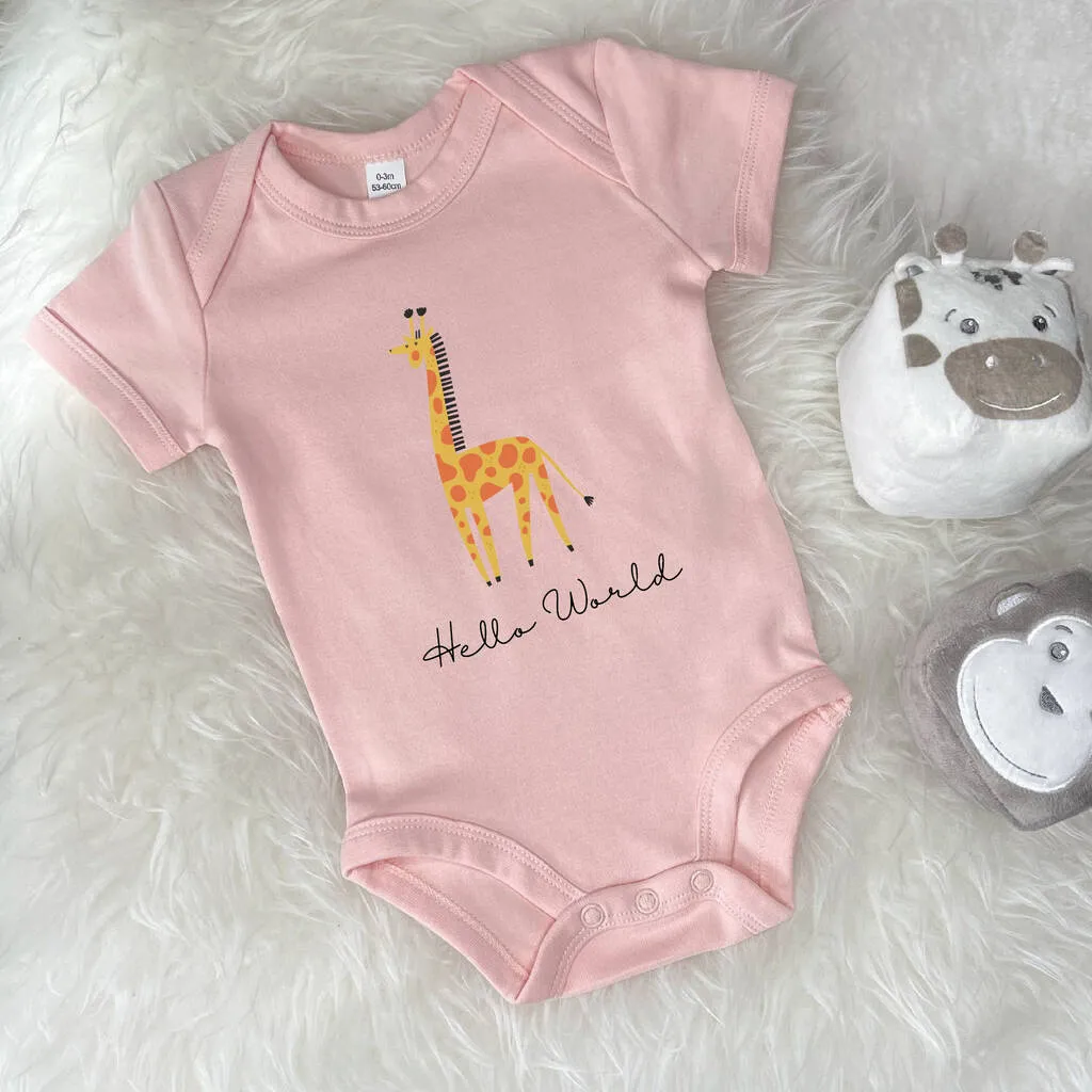 Hello World Giraffe Jungle Babygrow