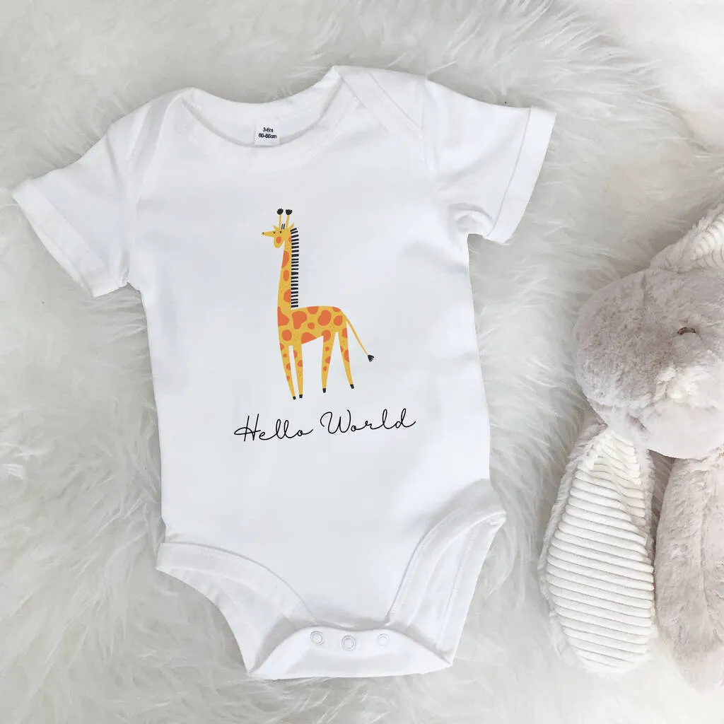 Hello World Giraffe Jungle Babygrow