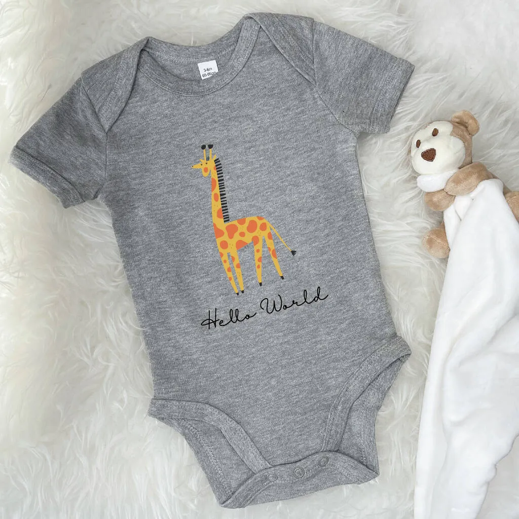 Hello World Giraffe Jungle Babygrow