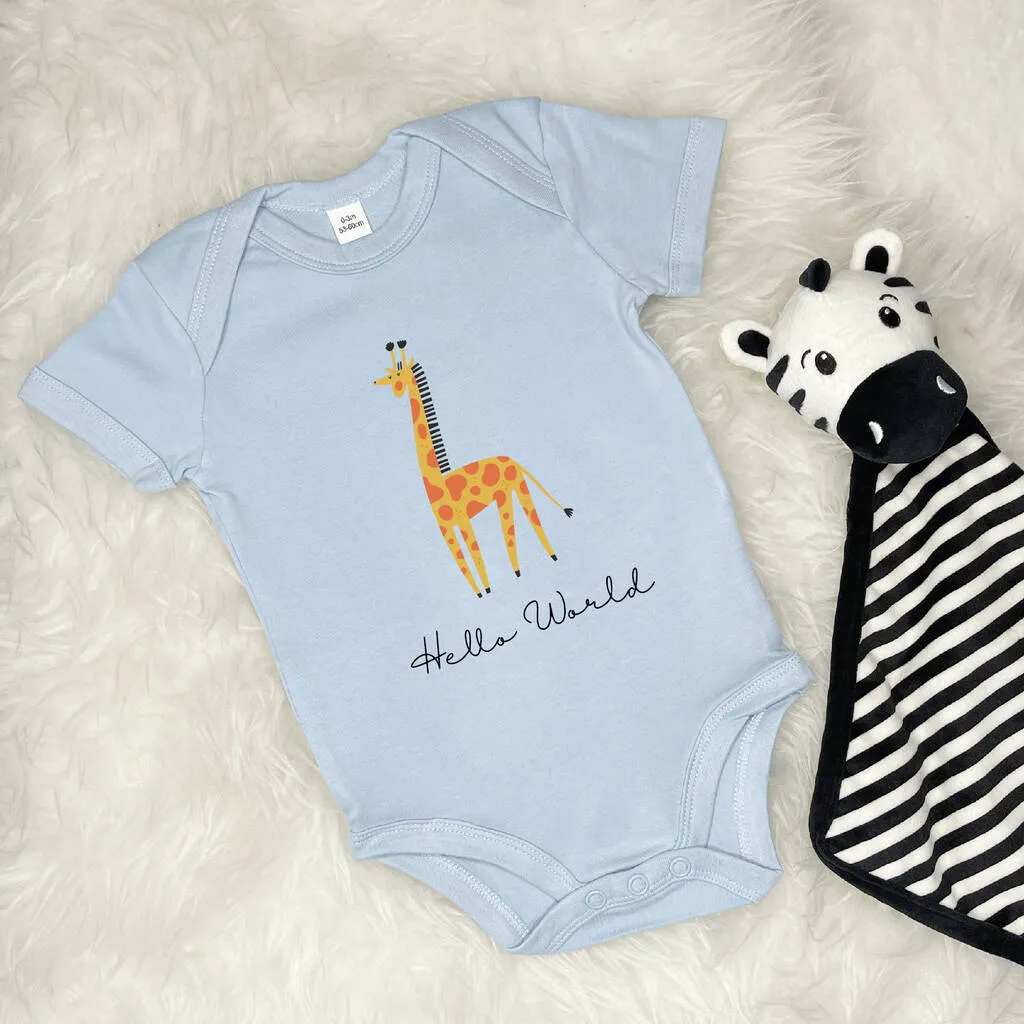 Hello World Giraffe Jungle Babygrow