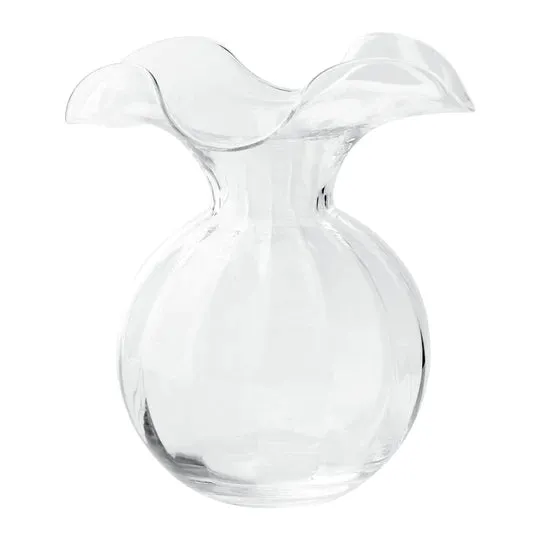 Hibiscus Glass Fluted Vase - MEDIUM CLEAR