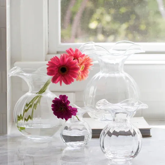 Hibiscus Glass Fluted Vase - MEDIUM CLEAR