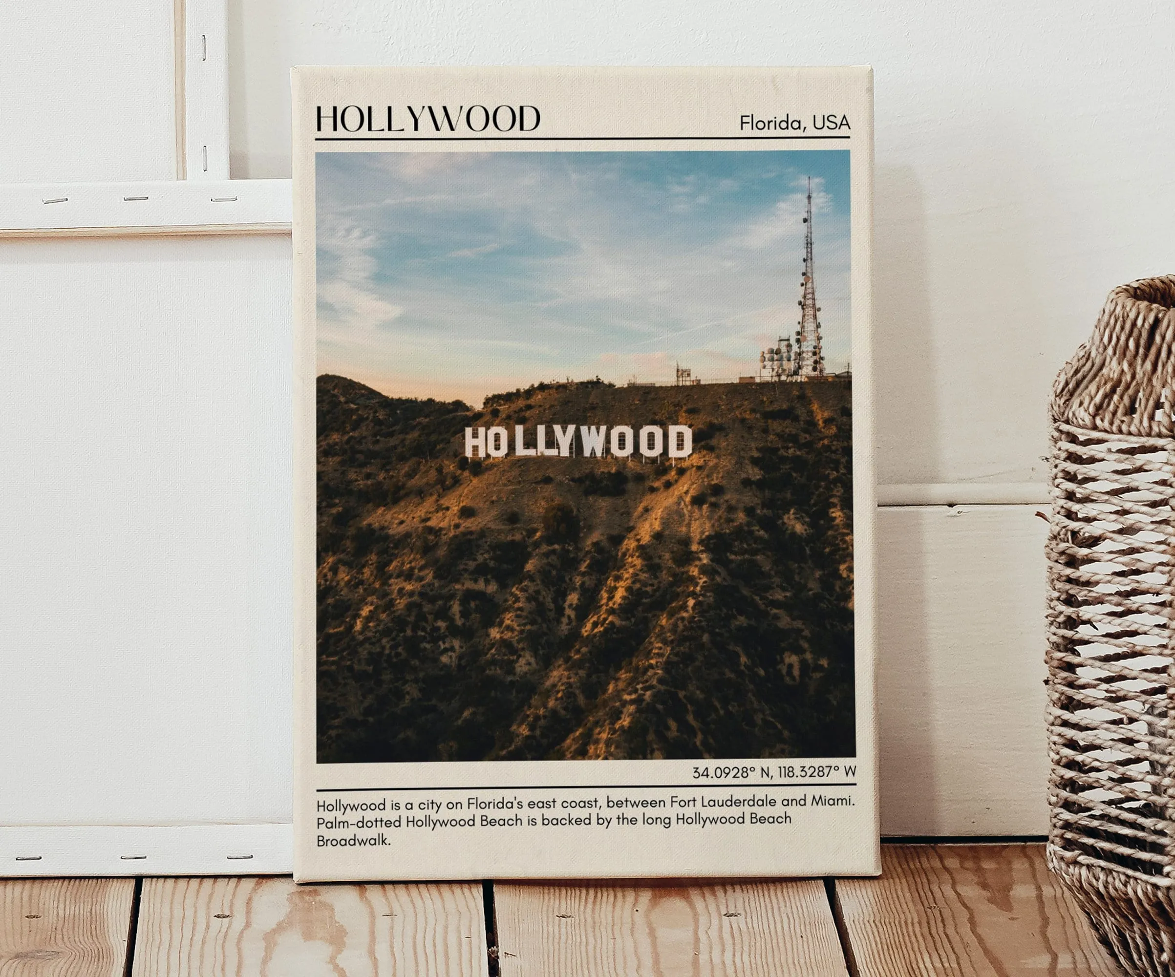 Hollywood Minimal Wall Art, Florida, USA