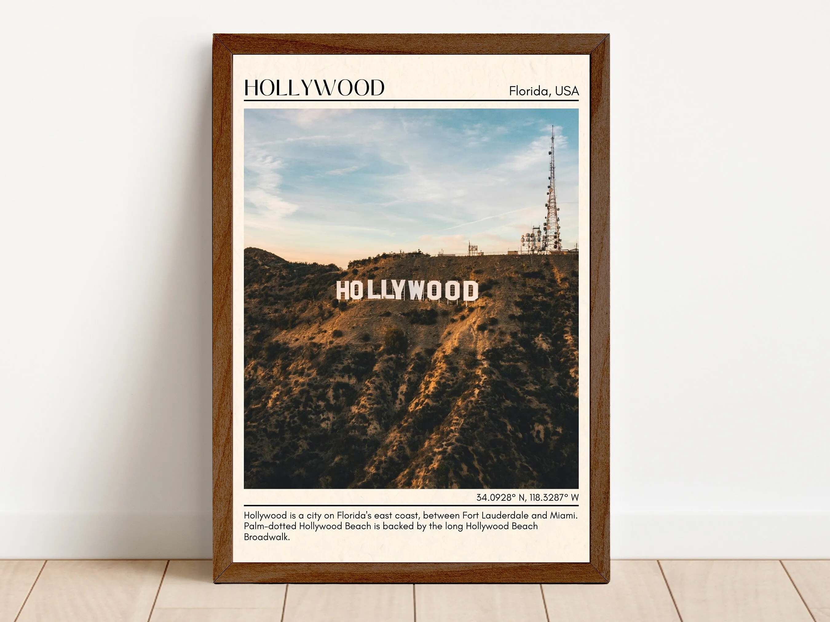 Hollywood Minimal Wall Art, Florida, USA