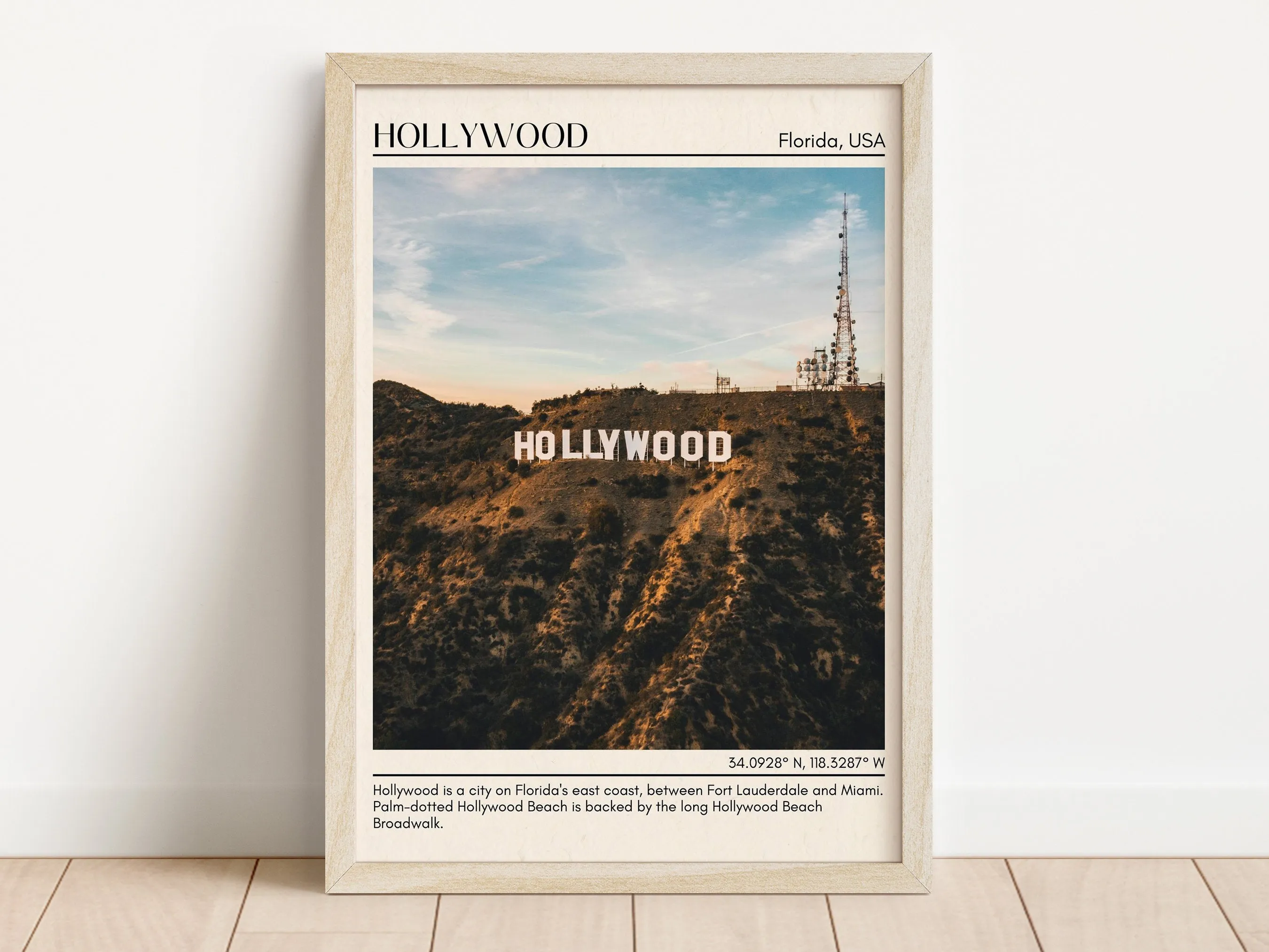 Hollywood Minimal Wall Art, Florida, USA