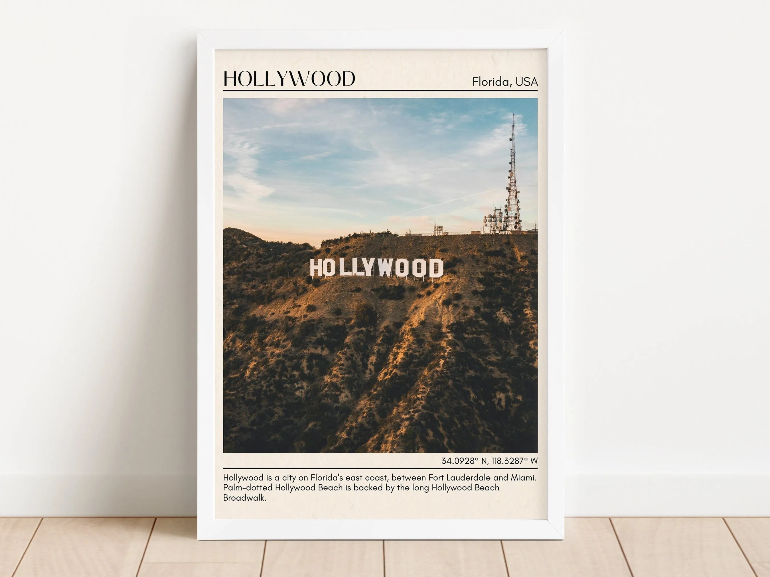 Hollywood Minimal Wall Art, Florida, USA