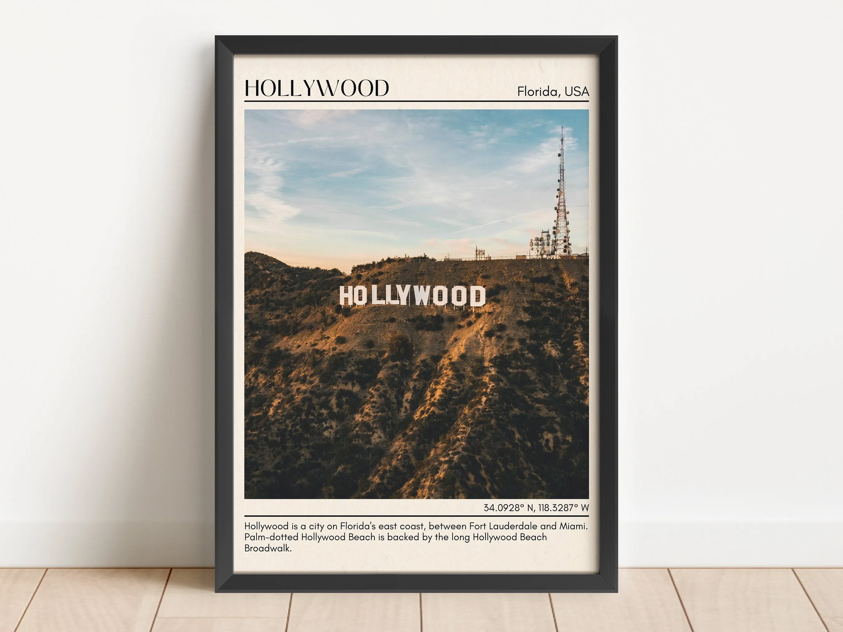 Hollywood Minimal Wall Art, Florida, USA