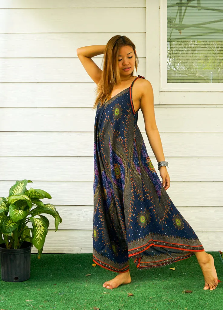 Indigo Peacock Eye Boho Jumpsuit