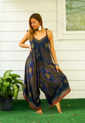 Indigo Peacock Eye Boho Jumpsuit