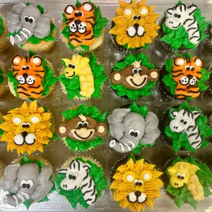 Jungle Animal Face Cupcakes