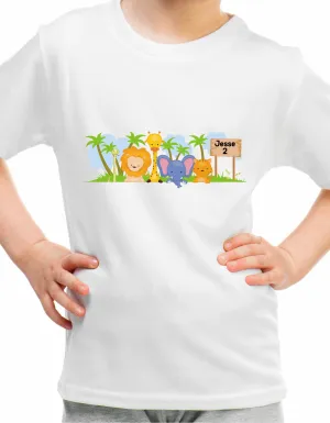 Jungle Animal Theme Children's Birthday T-shirt